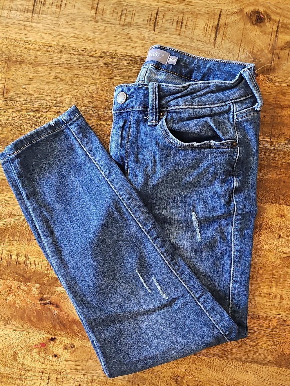 Just USA Distressed Ankle Skinny Jeans Women's Size 30P Medium Wash